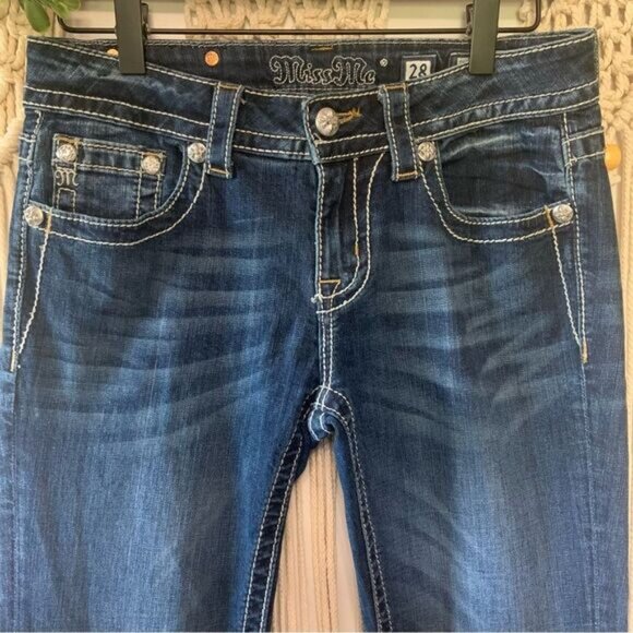 MISS ME Women’s Peace Sign Embellished JY5949BD Bootcut Jeans Size 28 - Picture 4 of 16